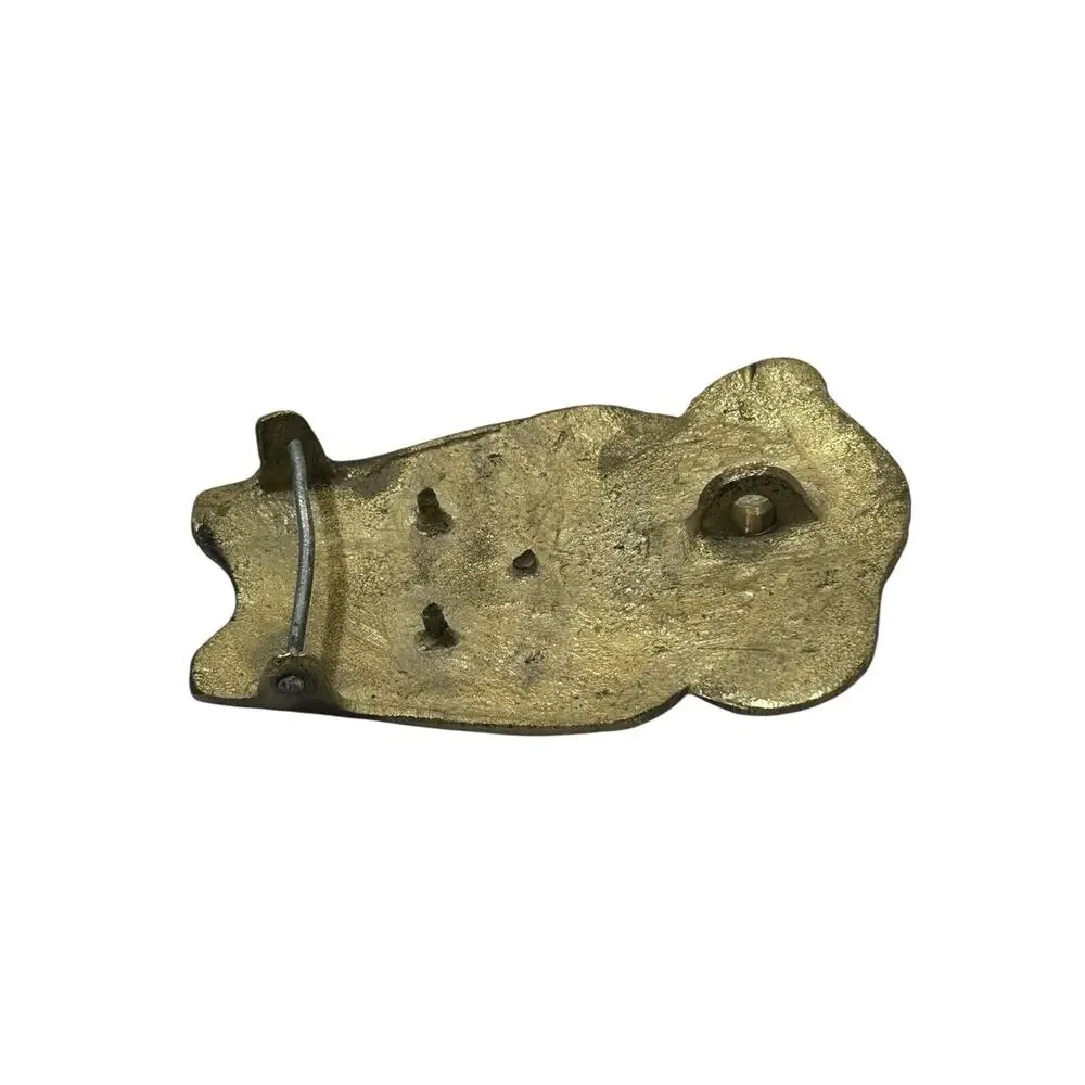 Vintage Lion Head Belt Buckle Brass Very Old Heavy Duty